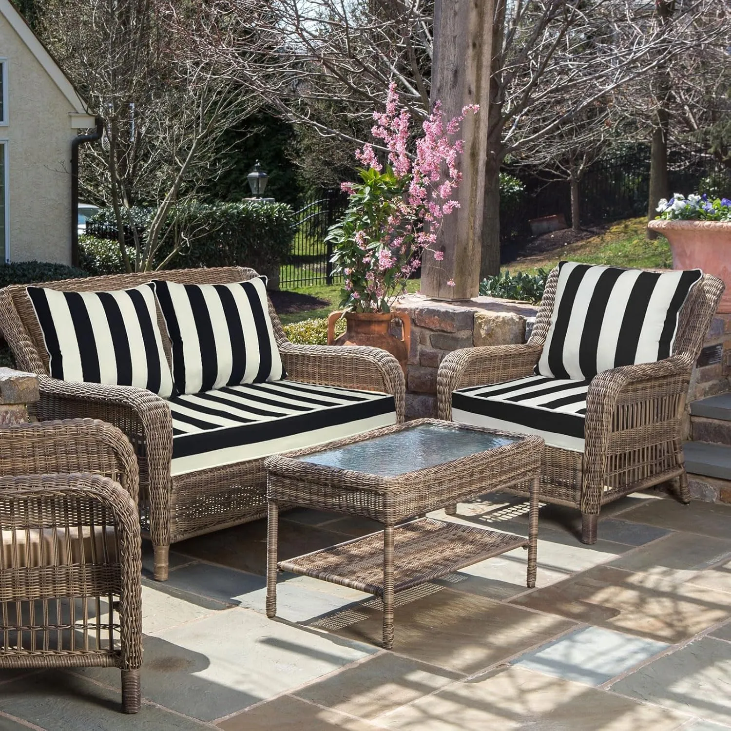 Outdoor Deep Seat Cushion Set, Deep Patio Chair Cushions, Outdoor Seat Cushions for Patio Furniture, 22 x 24, Replacement Outdoor Couch Cushion for Sofa, Rain-Proof, Fade Resistant