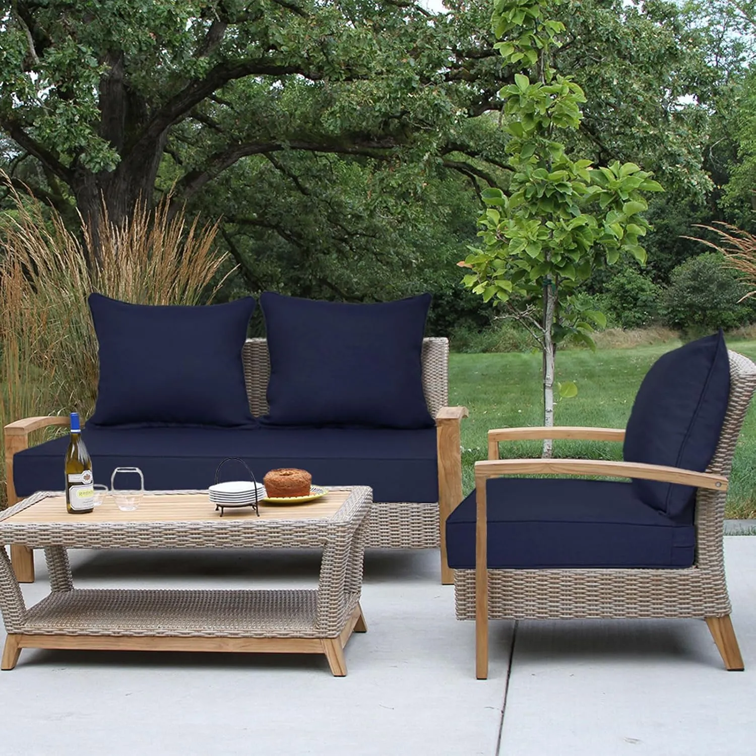 Outdoor Deep Seat Cushion Set, Deep Patio Chair Cushions, Outdoor Seat Cushions for Patio Furniture, 22 x 24, Replacement Outdoor Couch Cushion for Sofa, Rain-Proof, Fade Resistant