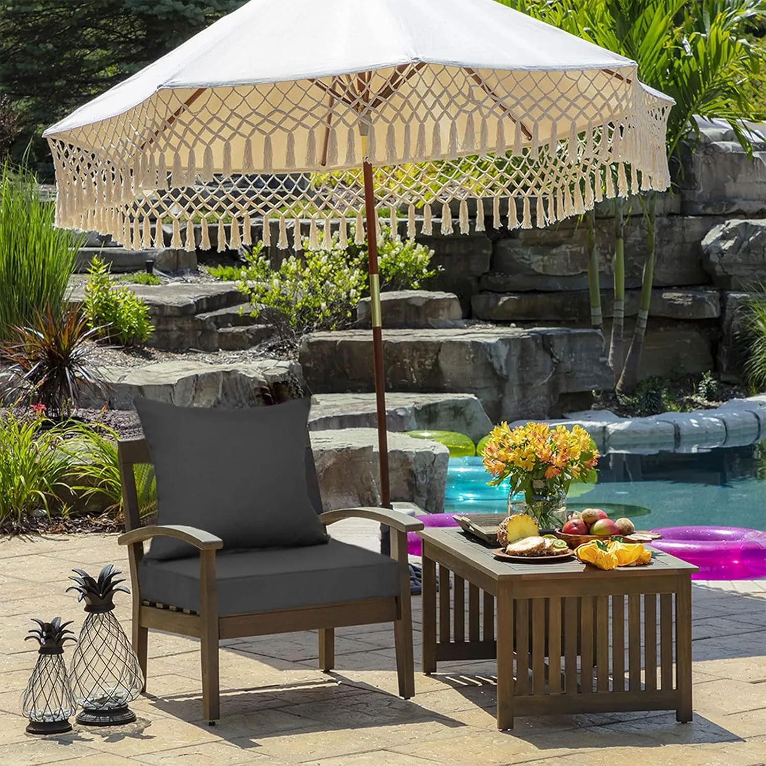 Outdoor Deep Seat Cushion Set, Deep Patio Chair Cushions, Outdoor Seat Cushions for Patio Furniture, 22 x 24, Replacement Outdoor Couch Cushion for Sofa, Rain-Proof, Fade Resistant