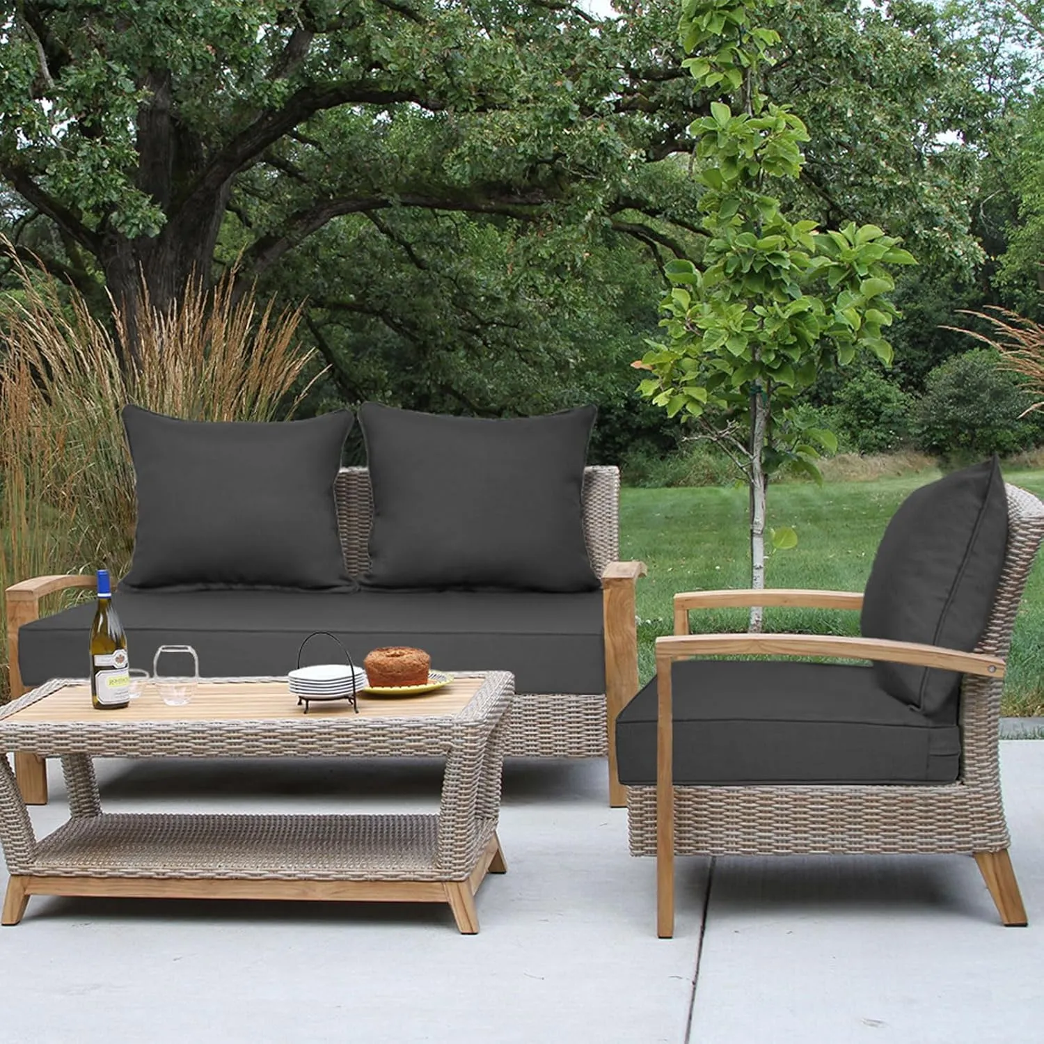 Outdoor Deep Seat Cushion Set, Deep Patio Chair Cushions, Outdoor Seat Cushions for Patio Furniture, 22 x 24, Replacement Outdoor Couch Cushion for Sofa, Rain-Proof, Fade Resistant