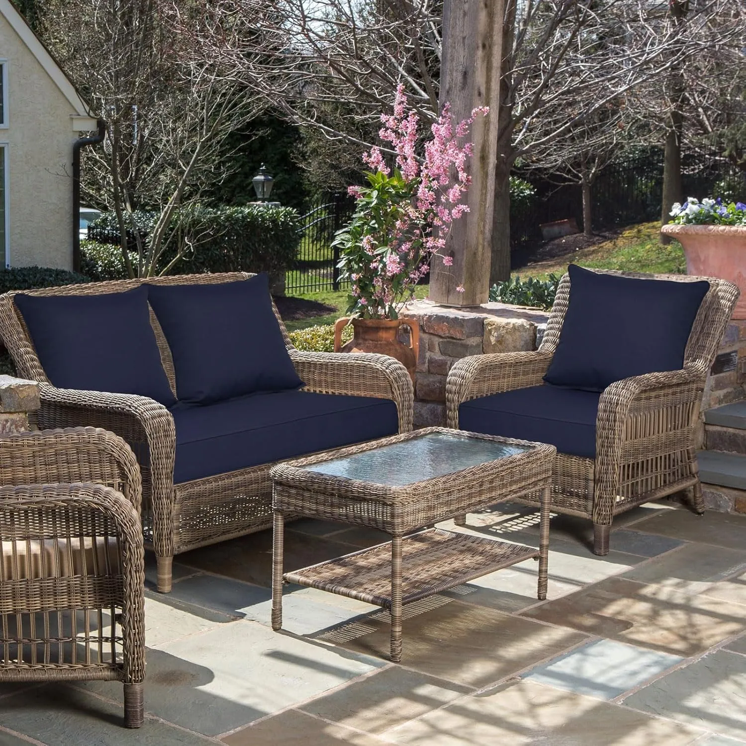 Outdoor Deep Seat Cushion Set, Deep Patio Chair Cushions, Outdoor Seat Cushions for Patio Furniture, 22 x 24, Replacement Outdoor Couch Cushion for Sofa, Rain-Proof, Fade Resistant
