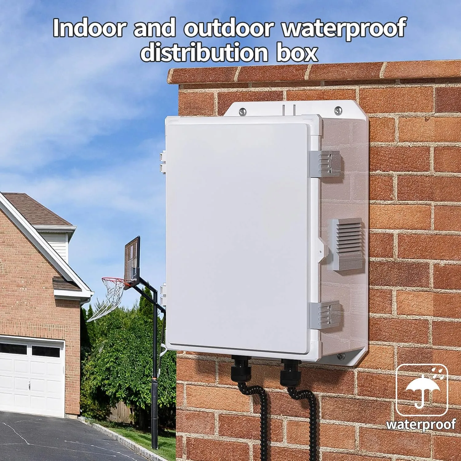 Outdoor Electrical Junction Box, ABS Water Resistant Enclosure with Internal Mounting Panel & Hinged Cover (13" H* 9.2" L* 5.6" W)