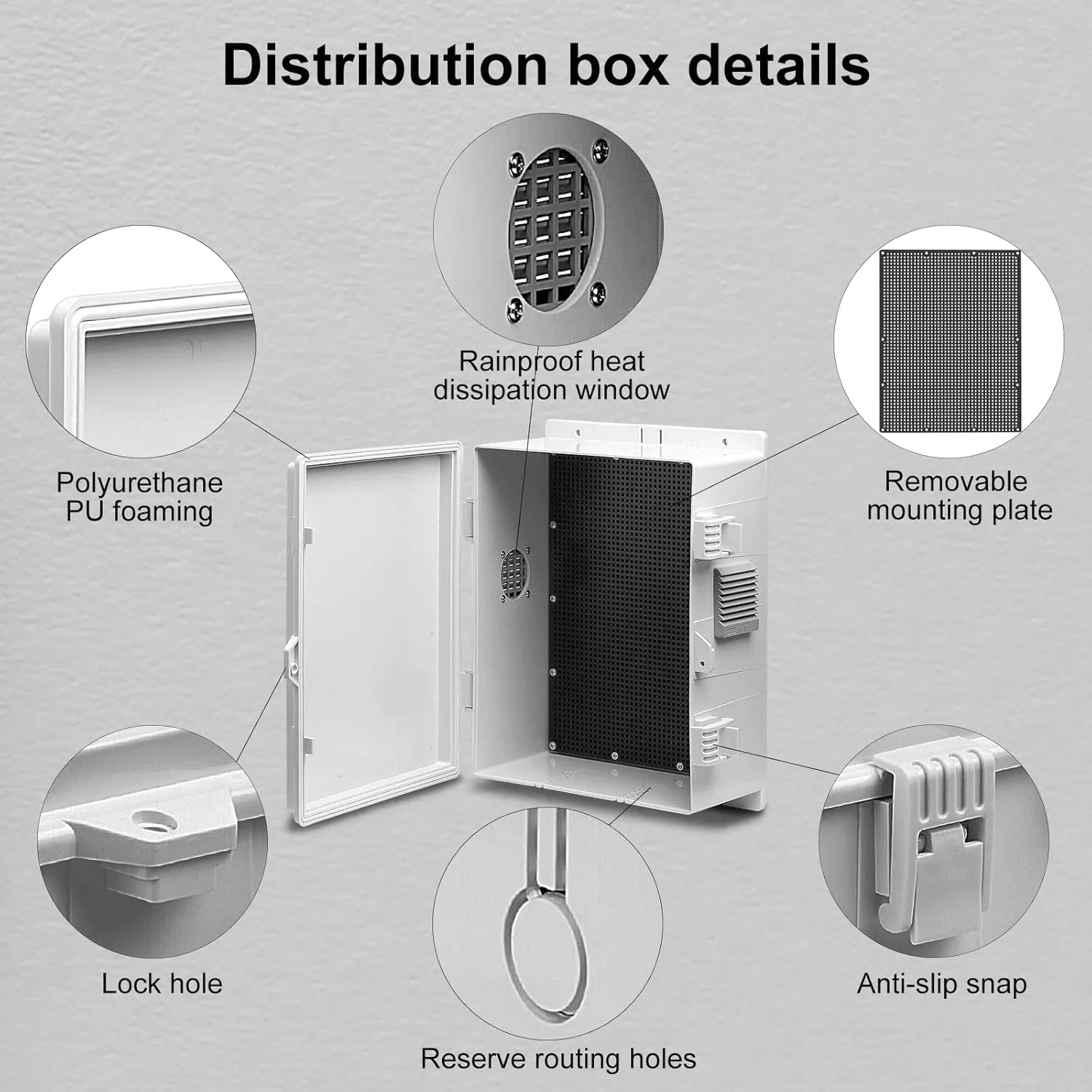 Outdoor Electrical Junction Box, ABS Water Resistant Enclosure with Internal Mounting Panel & Hinged Cover, 9.2" H* 7" L* 4.6" W
