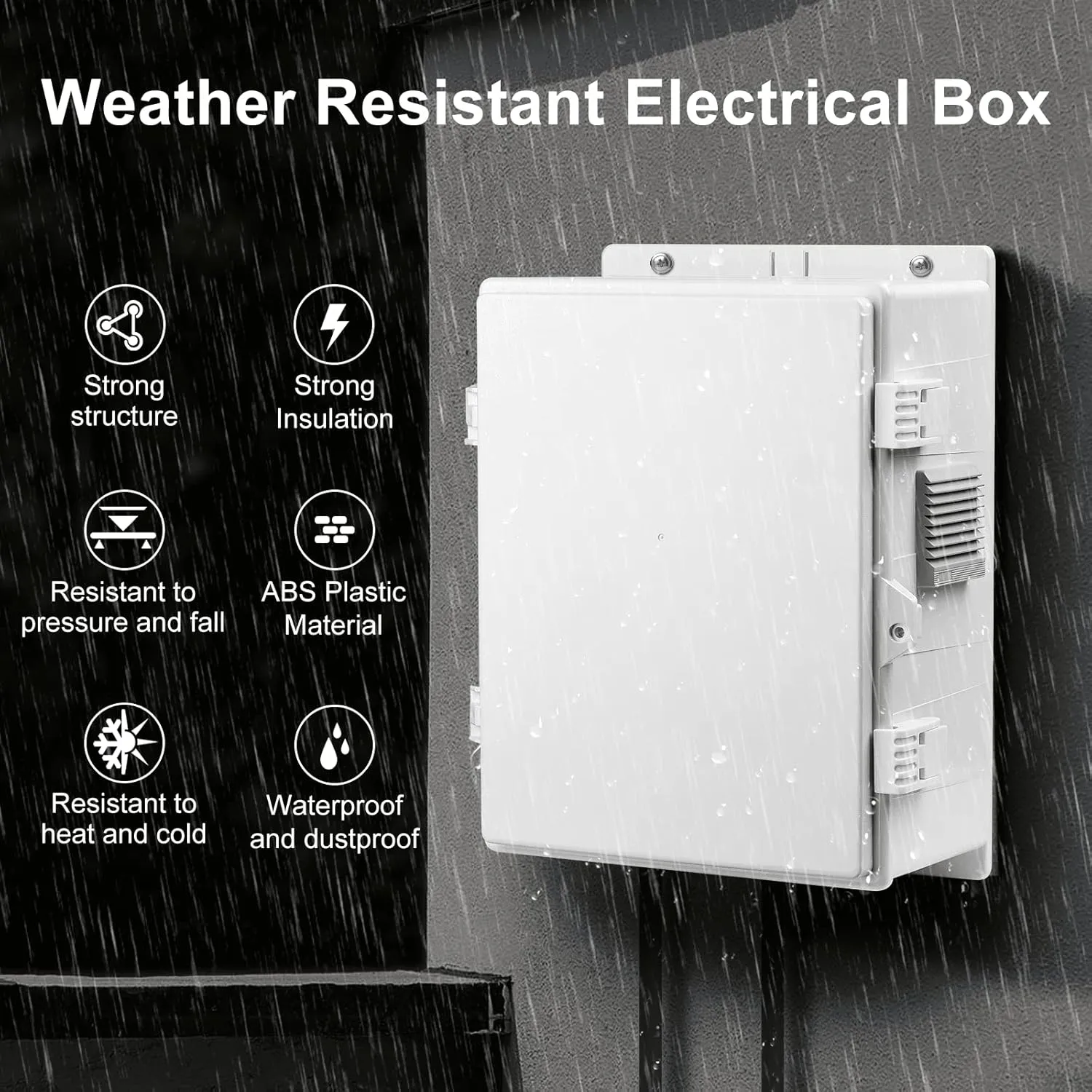 Outdoor Electrical Junction Box, ABS Water Resistant Enclosure with Internal Mounting Panel & Hinged Cover, 9.2" H* 7" L* 4.6" W