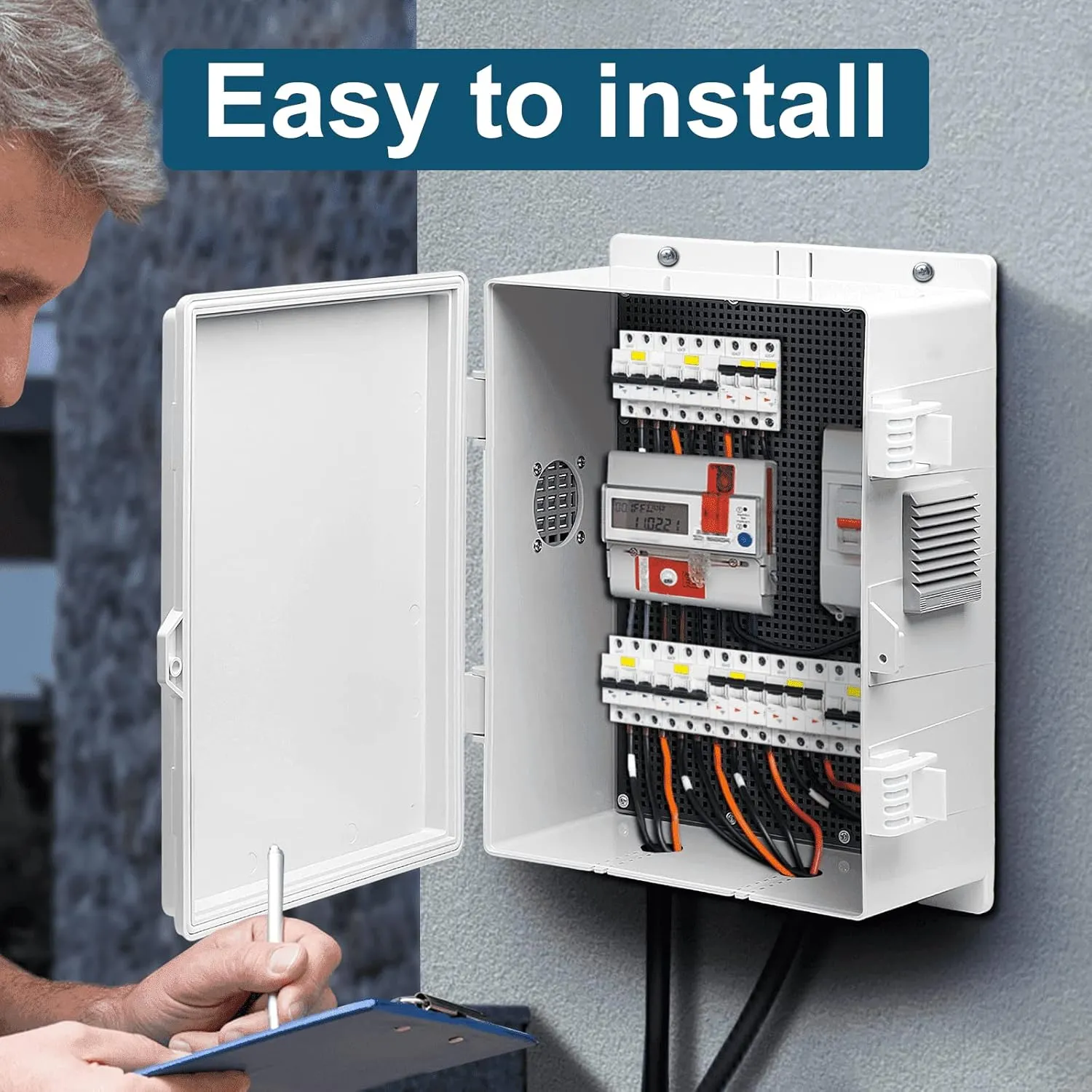 Outdoor Electrical Junction Box, ABS Water Resistant Enclosure with Internal Mounting Panel & Hinged Cover, 9.2" H* 7" L* 4.6" W