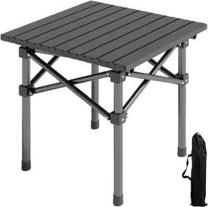 Outdoor Folding Table Heavy Duty Carbon Steel Height Adjustable Metal Camping Hiking Backpacking Picnic BBQ Portable Table Black