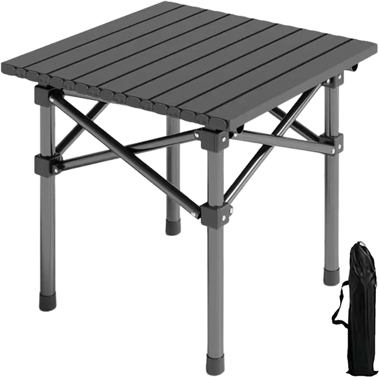 Outdoor Folding Table Heavy Duty Carbon Steel Height Adjustable Metal Camping Hiking Backpacking Picnic BBQ Portable Table Black