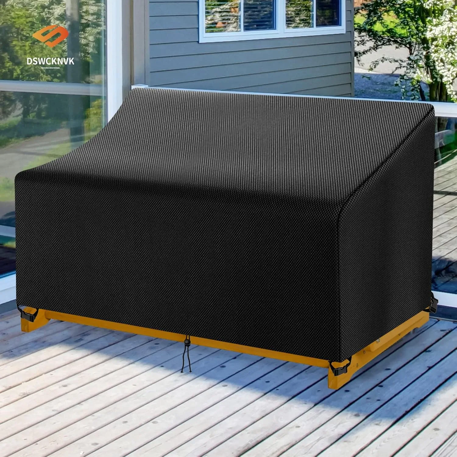 Outdoor Glider Bench Cover,Suitable for Glider Bench for Outside Patio,2-Person Patio Glider Rocking Chair Cover,420D Waterproof Oxford Cloth,Sunshade Rainproof (Black,52 * 30 * 24/35in)