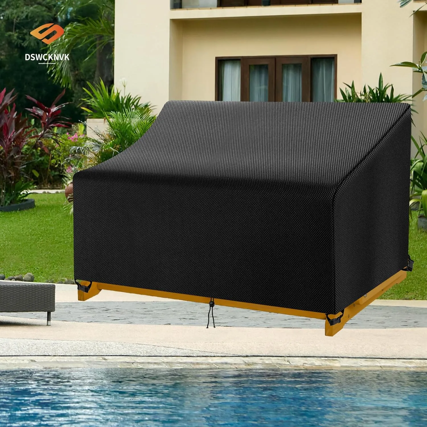 Outdoor Glider Bench Cover,Suitable for Glider Bench for Outside Patio,2-Person Patio Glider Rocking Chair Cover,420D Waterproof Oxford Cloth,Sunshade Rainproof (Black,52 * 30 * 24/35in)