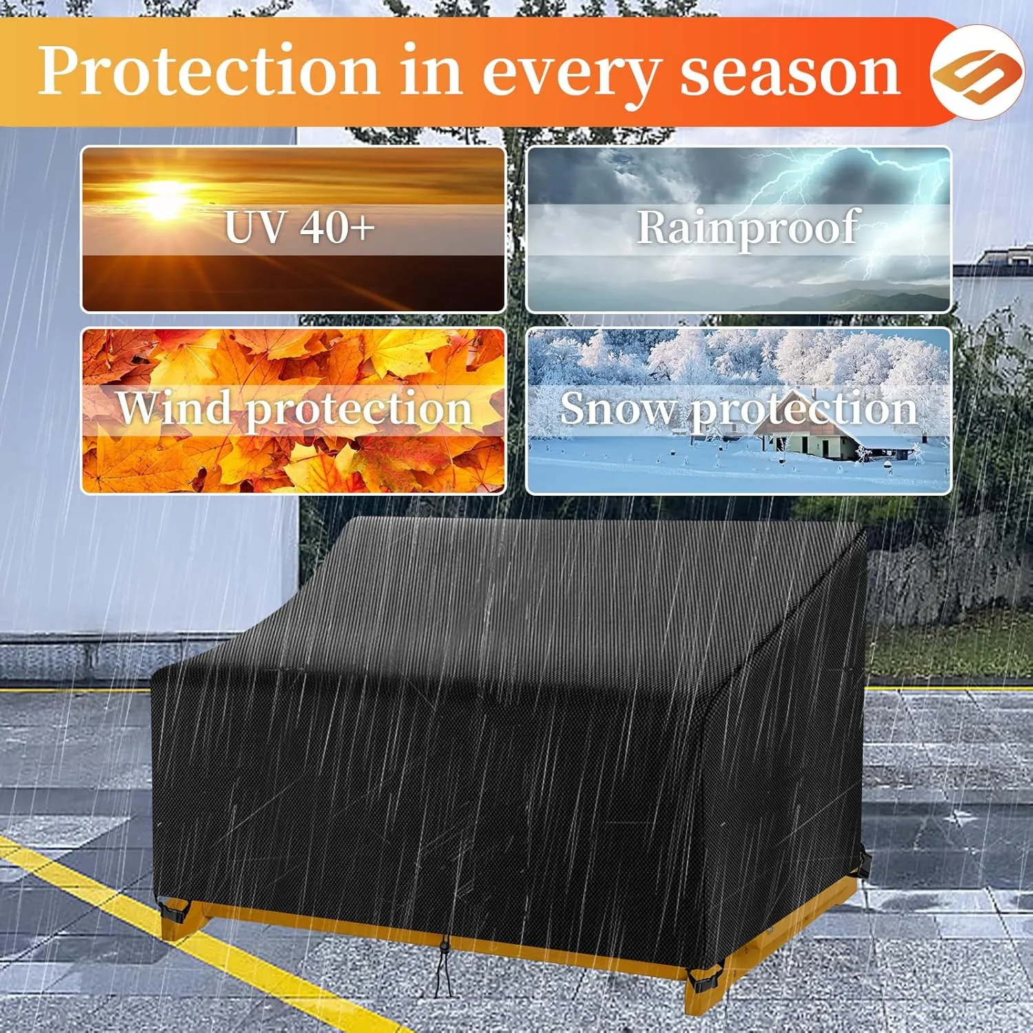 Outdoor Glider Bench Cover,Suitable for Glider Bench for Outside Patio,2-Person Patio Glider Rocking Chair Cover,420D Waterproof Oxford Cloth,Sunshade Rainproof (Black,52 * 30 * 24/35in)