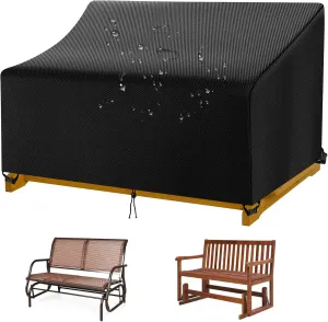 Outdoor Glider Bench Cover,Suitable for Glider Bench for Outside Patio,2-Person Patio Glider Rocking Chair Cover,420D Waterproof Oxford Cloth,Sunshade Rainproof (Black,52 * 30 * 24/35in)