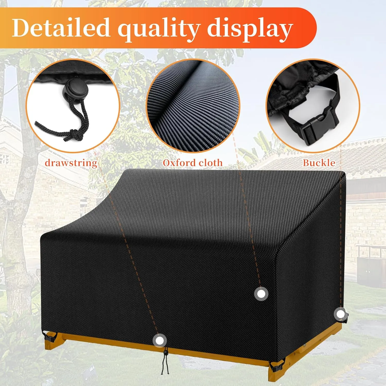 Outdoor Glider Bench Cover,Suitable for Glider Bench for Outside Patio,2-Person Patio Glider Rocking Chair Cover,420D Waterproof Oxford Cloth,Sunshade Rainproof (Black,52 * 30 * 24/35in)