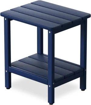 Outdoor Side Table, 17.7-Inch Small Patio Side Table with Adjustable Feet, All-Weather HDPE Adirondack Table for Porch Deck Balcony Pool, Easy Maintenance, Navy Blue