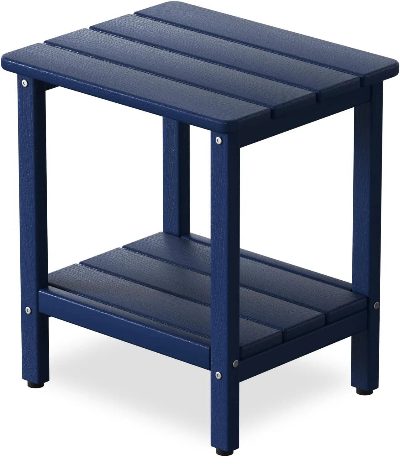 Outdoor Side Table, 17.7-Inch Small Patio Side Table with Adjustable Feet, All-Weather HDPE Adirondack Table for Porch Deck Balcony Pool, Easy Maintenance, Navy Blue