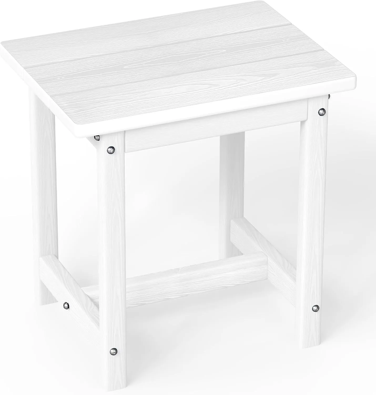 Outdoor Side Table – 17" HDPE Adirondack Side Table,Sturdy Small Outdoor Side Table Porch Table,Weather-Resistant & Easy Assembly Patio End Table for Garden, Balcony, Porch & Poolside (White)