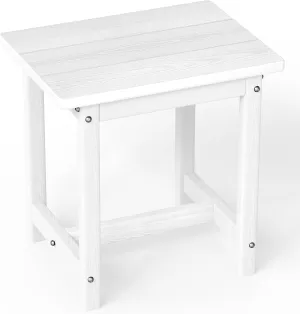 Outdoor Side Table – 17" HDPE Adirondack Side Table,Sturdy Small Outdoor Side Table Porch Table,Weather-Resistant & Easy Assembly Patio End Table for Garden, Balcony, Porch & Poolside (White)