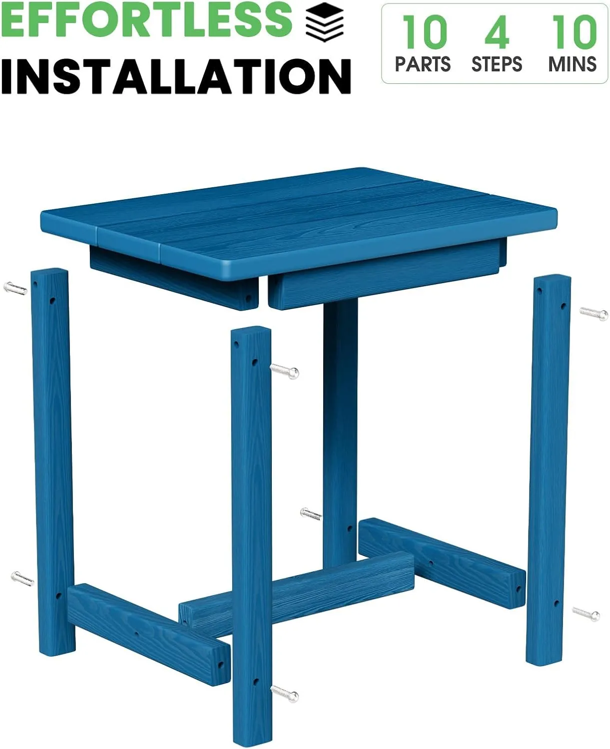 Outdoor Side Table, HDPE Small Outdoor Table, Adirondack Side Tables, Outside End Tables for Patio, Porch, Deck, Pool, Weather Resistant (Navy Blue)