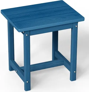 Outdoor Side Table, HDPE Small Outdoor Table, Adirondack Side Tables, Outside End Tables for Patio, Porch, Deck, Pool, Weather Resistant (Navy Blue)