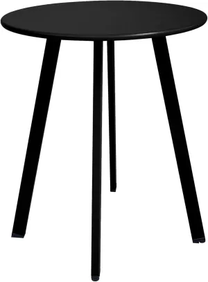 Outdoor Side Table, Weather Resistant Patio Small Side Table Outdoor Indoor Round Metal Steel Small Side Table, Waterproof End Table for Garden Balcony Yard, Black