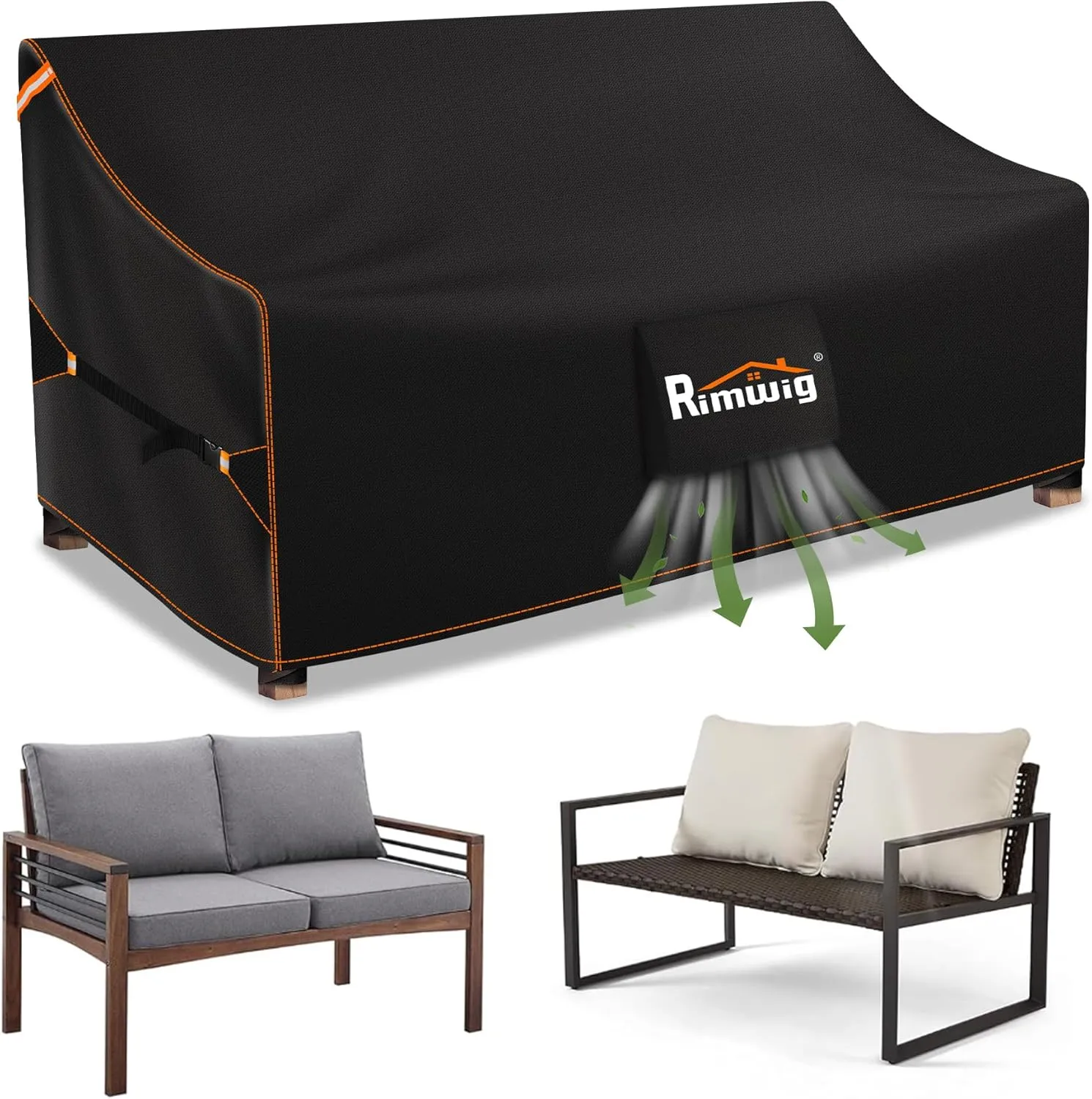 Outdoor Sofa Covers Waterproof 5-Seater outdoor couch cover 420D Heavy Duty Patio Sofa Covers with rainproof windproof 88Wx40Dx33H inches Patio Loveseat Cover