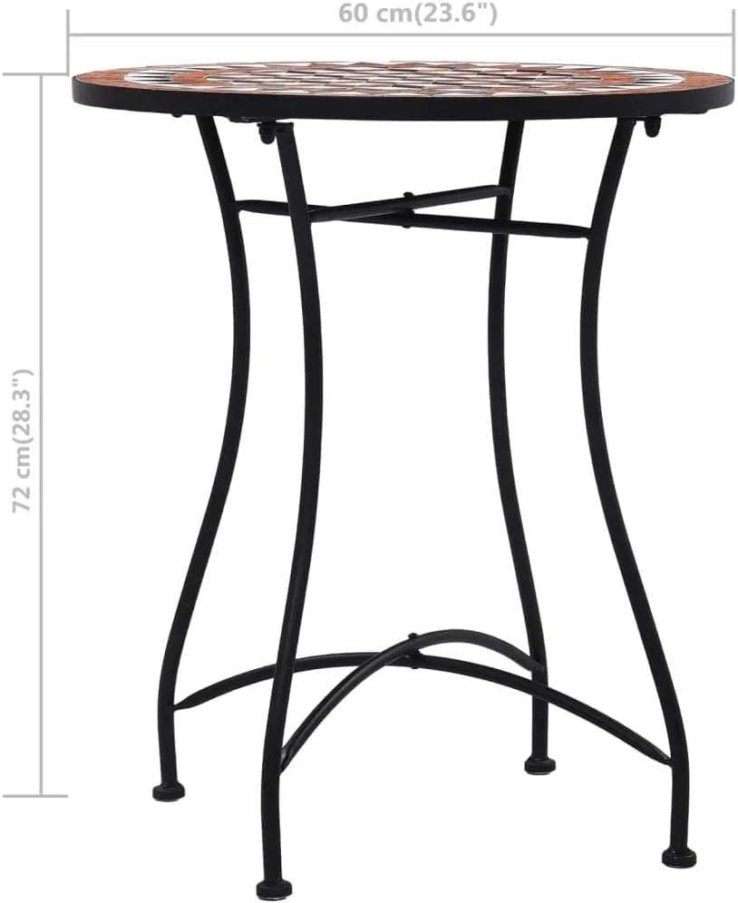 Outdoor Table Cream Brown Powder-Coated Iron Side Camping Dining Table Furniture for Balcony, Garden, Patio - Medium 60x60x72cm