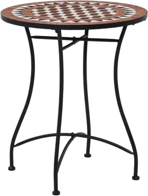 Outdoor Table Cream Brown Powder-Coated Iron Side Camping Dining Table Furniture for Balcony, Garden, Patio - Medium 60x60x72cm