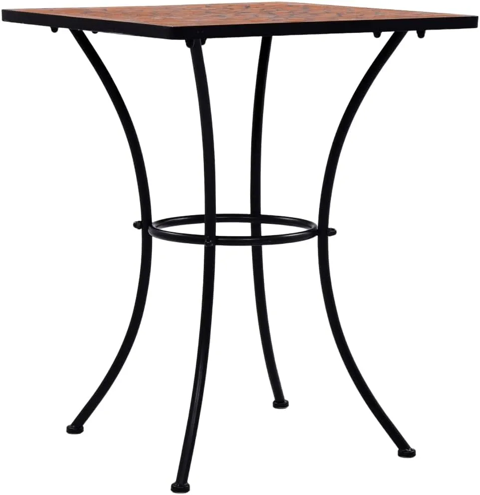 Outdoor Table, Terracotta Ceramic Side Tables, Powder-Coated Iron Medium, Camping, Dining, Folding Furniture