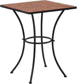 Outdoor Table, Terracotta Ceramic Side Tables, Powder-Coated Iron Medium, Camping, Dining, Folding Furniture
