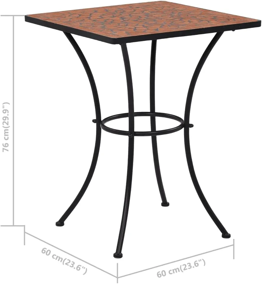 Outdoor Table, Terracotta Ceramic Side Tables, Powder-Coated Iron Medium, Camping, Dining, Folding Furniture