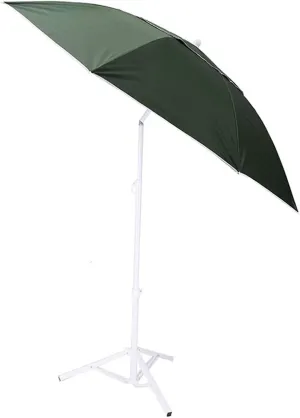 Outdoor Tiltable Garden Umbrella 2.1m, Anti- Round Terrace For Balcony Beach Pool Fishing Market, Green Height Adjustable