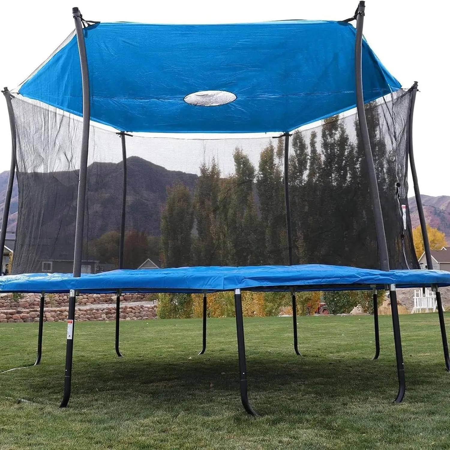 Outdoor Trampoline Cover Trampoline Tent Cover - Trampoline Canopy Awning Sunscreen Rainproof Trampoline Shade Cover for Outdoor Backyard Playground(Blue,12ft-6 Poles)