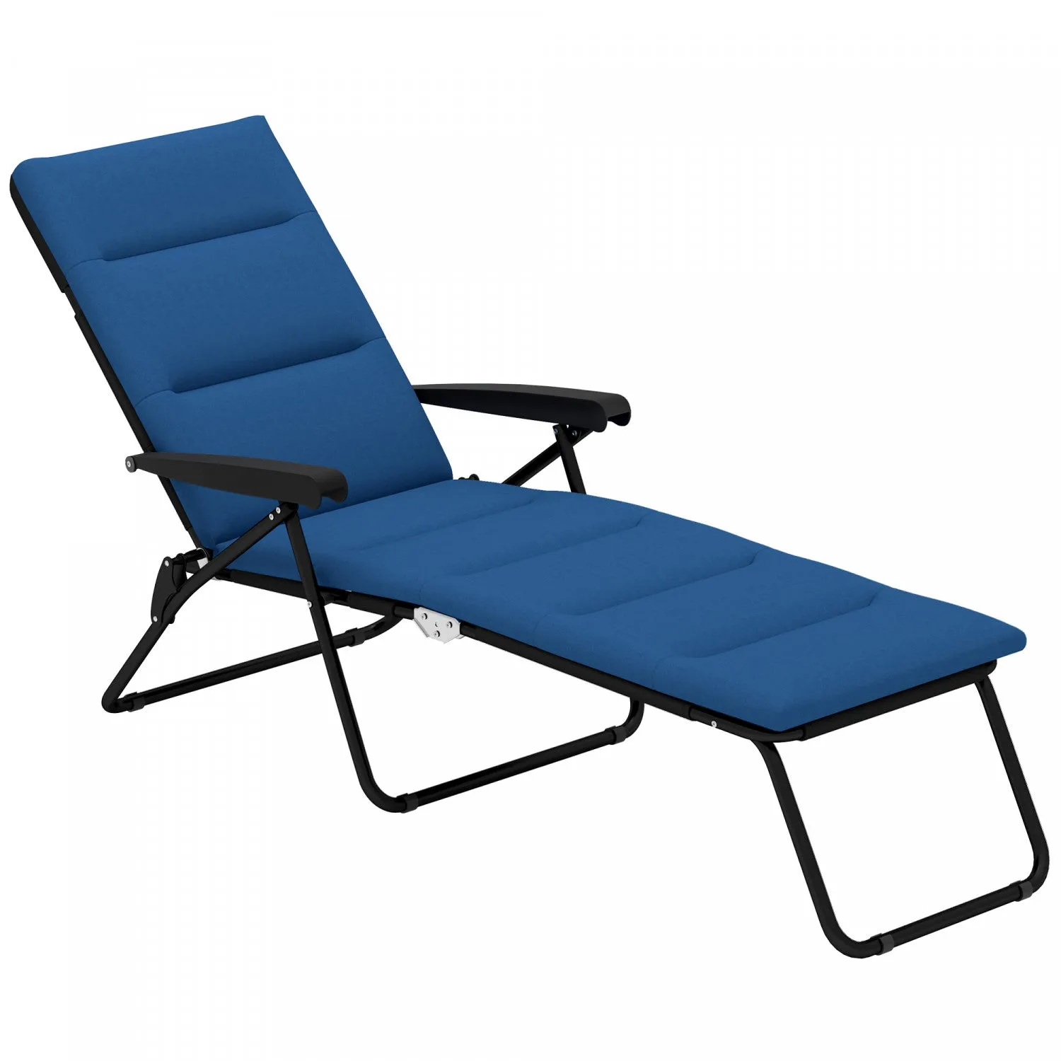 Outsunny Folding Lounge Chair W/ Cushion, Adjustable Back, Blue