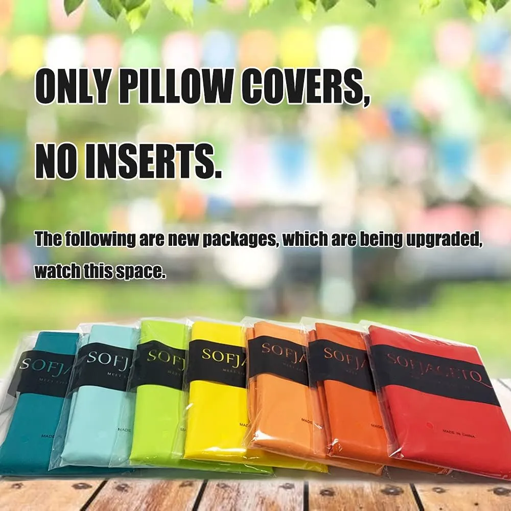 Pack of 4 Red Waterproof Outdoor Pillow Covers - Summer Vibrant Decorative Cushion Shem for Patio Funiture, Garden, Outdoor Sofa,Swing(18x18 Inches, Red)