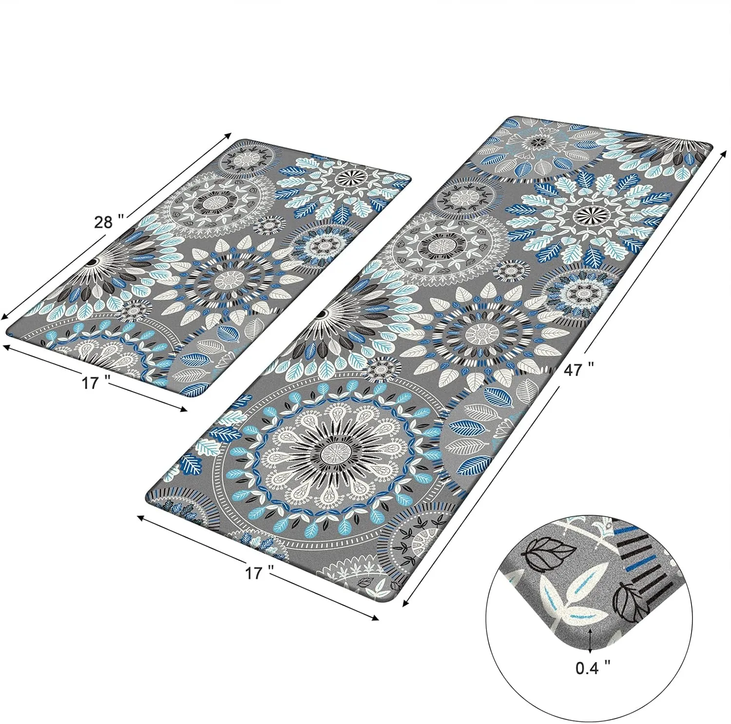 Pauwer Boho Kitchen Rugs Set of 2 Anti Fatigue Mats for Kitchen Floor Cushioned Kitchen Rugs and Mats Non Skid Waterproof Kitchen Runner Comfort Standing Mat