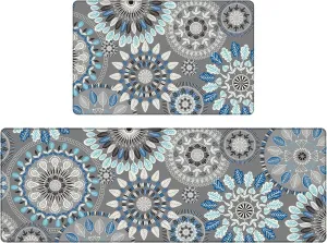 Pauwer Boho Kitchen Rugs Set of 2 Anti Fatigue Mats for Kitchen Floor Cushioned Kitchen Rugs and Mats Non Skid Waterproof Kitchen Runner Comfort Standing Mat