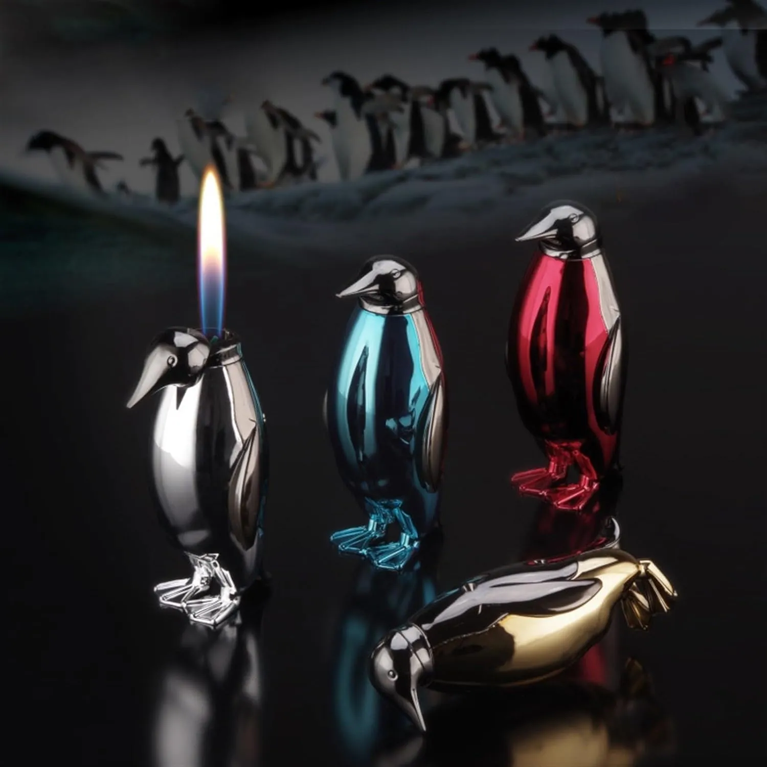 Penguin Butane Metal Lighter - Windproof & Portable Soft Flame - Adjustable Reusable Lighter for Outdoor Use, Candles, and Barbecues - Perfect Men's Gift(#5)