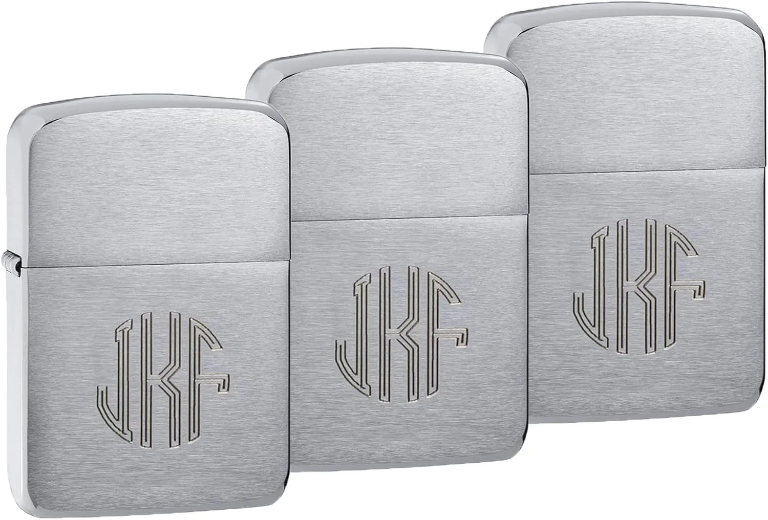 Personalized 1941 Zippo Lighters Set of 3 with Free Engraving in Circle Monogram Font