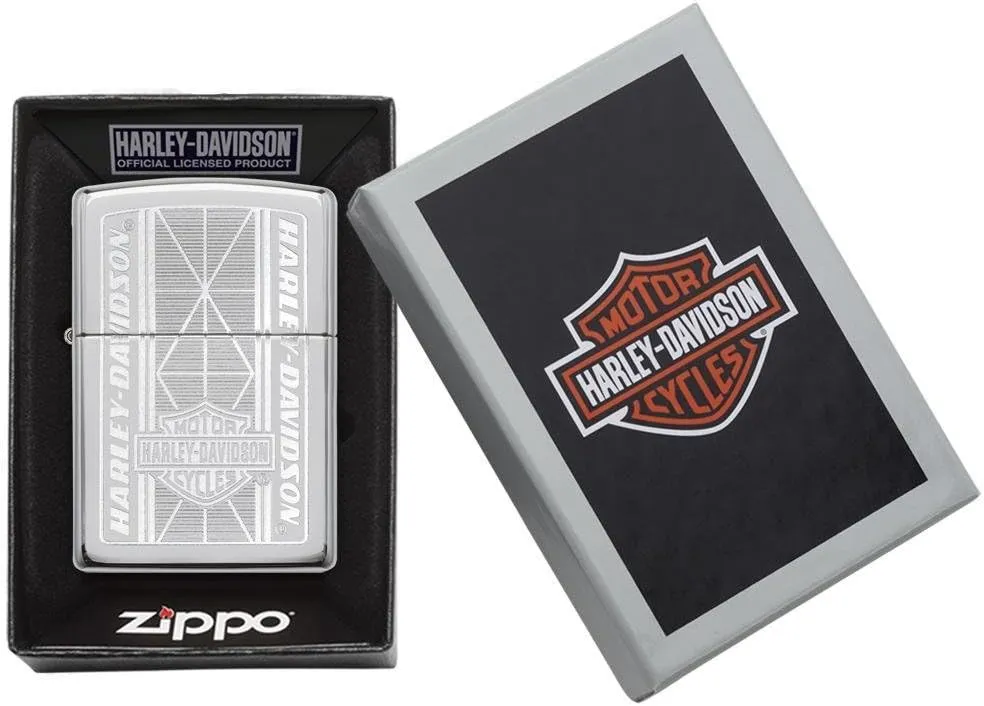 Personalized Clasic Zippo Harley-Davidson Windproof Oil Lighter Free Engraving (Silver BRU)