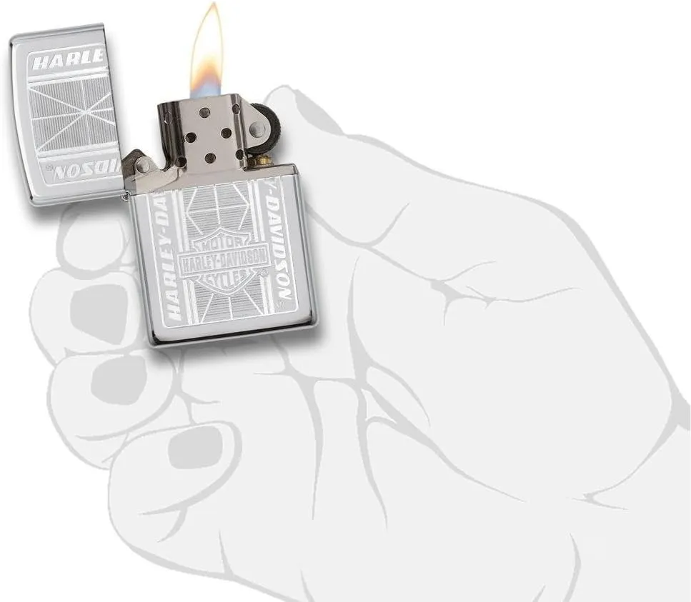 Personalized Clasic Zippo Harley-Davidson Windproof Oil Lighter Free Engraving (Silver BRU)