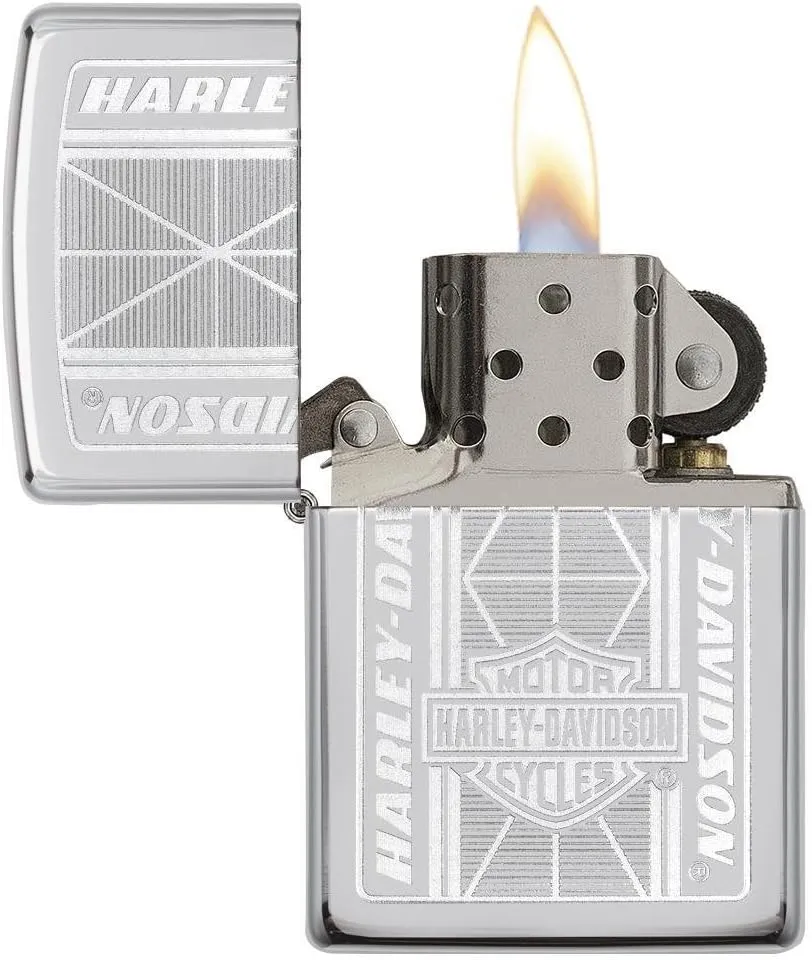 Personalized Clasic Zippo Harley-Davidson Windproof Oil Lighter Free Engraving (Silver BRU)