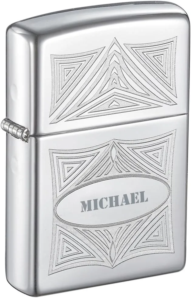 Personalized Zippo 3D Abstract High Polish Chrome Windproof Lighter with Free Engraving