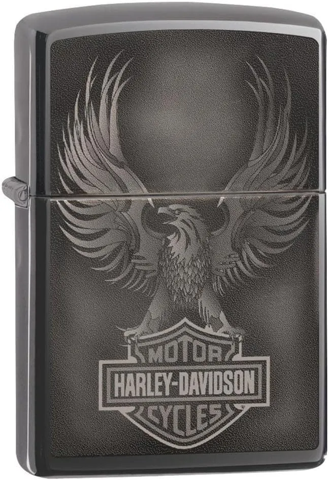 Personalized Zippo Harley-Davidson Windproof Oil Lighter Engraving - Christmas, Halloween & Valentines Day Gift (Black Ice)