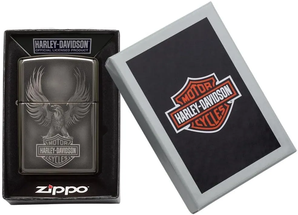 Personalized Zippo Harley-Davidson Windproof Oil Lighter Engraving - Christmas, Halloween & Valentines Day Gift (Black Ice)