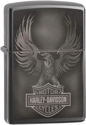 Personalized Zippo Harley-Davidson Windproof Oil Lighter Engraving - Christmas, Halloween & Valentines Day Gift (Black Ice)