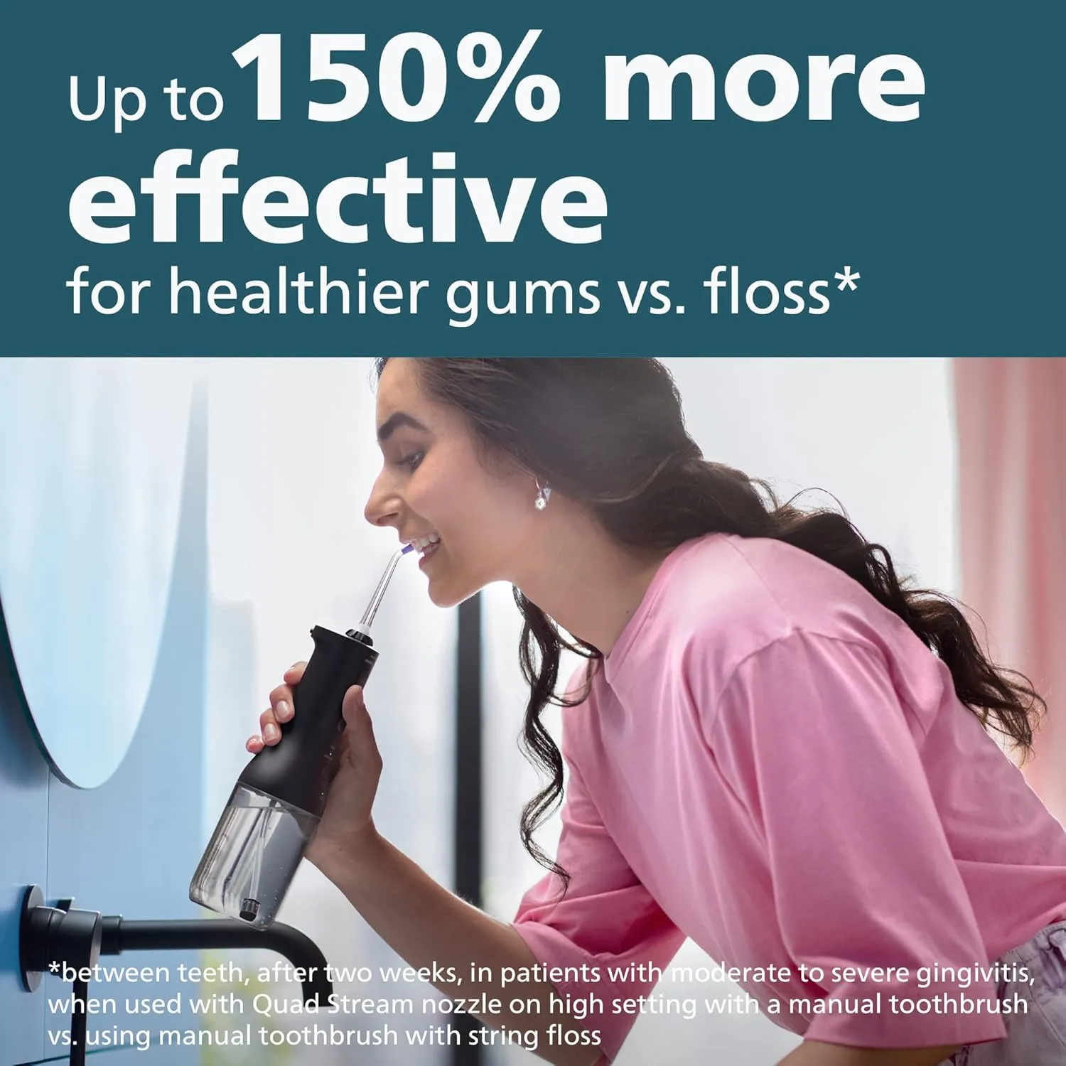 Philips Sonicare Cordless Power Flosser 3000, Water Flosser with Innovative Quad Stream Technology, Oral Irrigator with 2 Flossing Modes and 3 Intensity Levels, Ergonomic Design, Black, HX3826/23