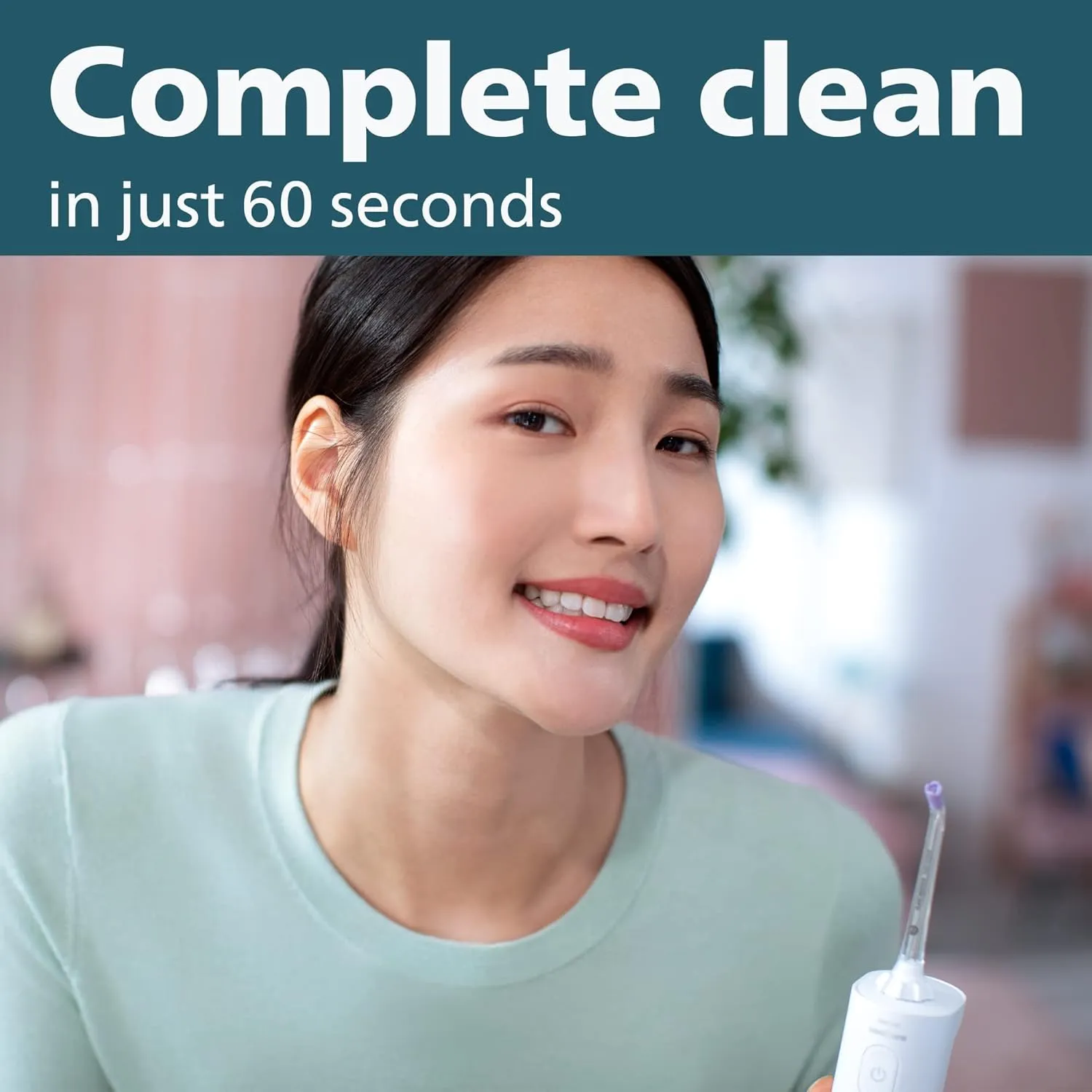 Philips Sonicare Cordless Power Flosser 3000, Water Flosser with Innovative Quad Stream Technology, Oral Irrigator with 2 Flossing Modes and 3 Intensity Levels, Ergonomic Design, Mint, HX3826/24