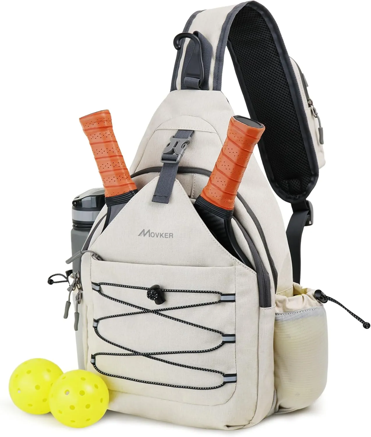 Pickleball Bag for Women and Men Sling Crossbody Backpack for Tennis with Adjustable Shoulder Strap Fence Hook and Paddles Cover Sports Accessories Pickle Ball Equipment Gifts