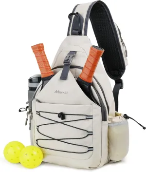 Pickleball Bag for Women and Men Sling Crossbody Backpack for Tennis with Adjustable Shoulder Strap Fence Hook and Paddles Cover Sports Accessories Pickle Ball Equipment Gifts