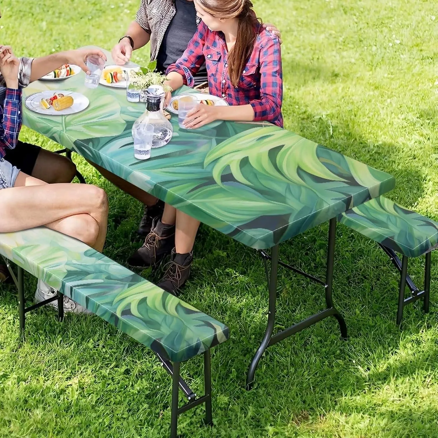 Picnic Table Cover with Bench Covers Leaves Table Covers for 8 Foot Tables Outdoor Camping Picnic Tablecloth 3 Piece Set Camping Gear Essentials Rv Accessories