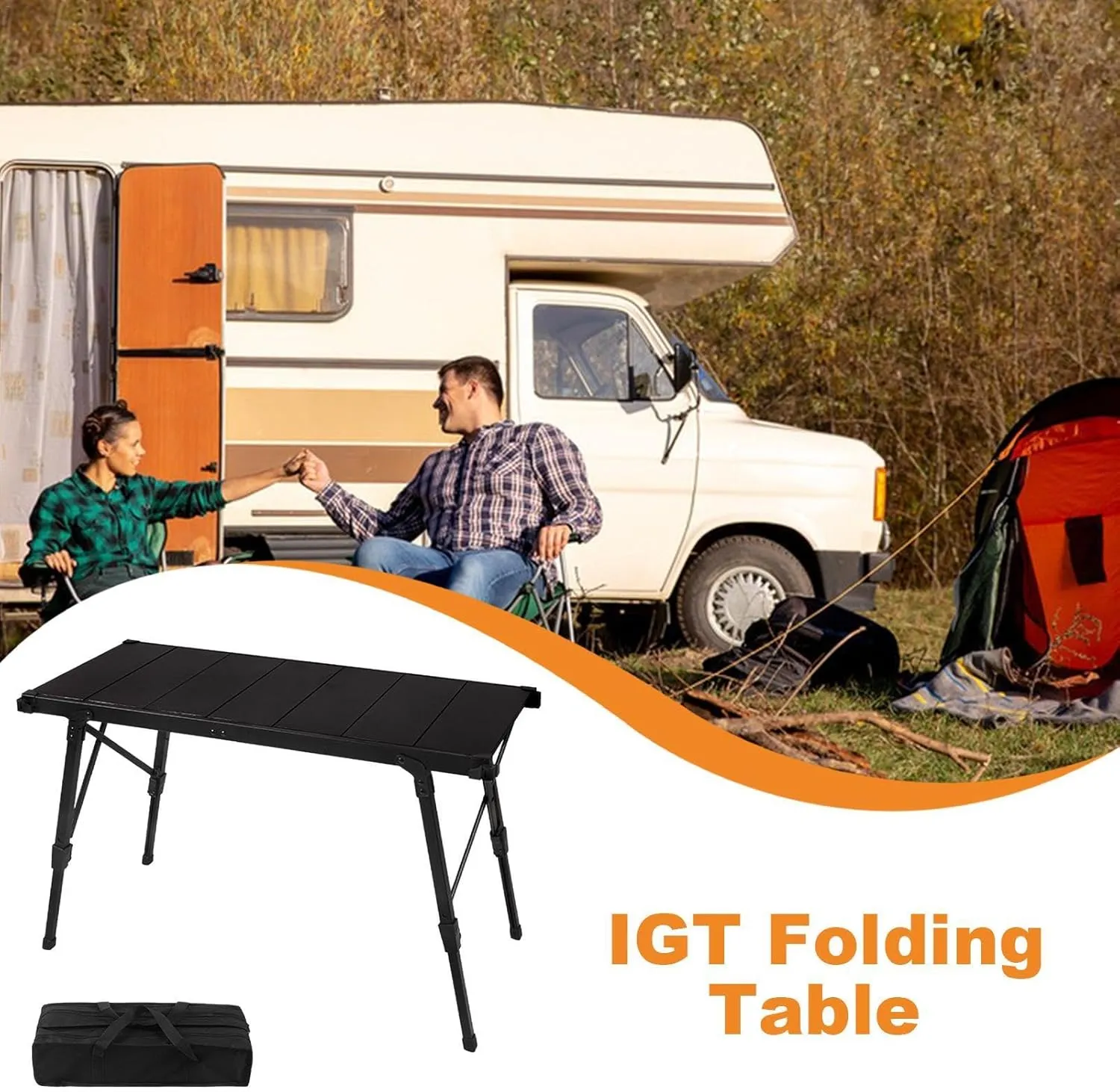 Picnic Table - Foldable Camping Style, Height Adjustable Beach Picnic Rack | Ultralight Collapsible Tables, Portable Aluminum Table, for Camp Outdoor Hiking BBQ Picnic, 7.09x4.92x21.65 Inches